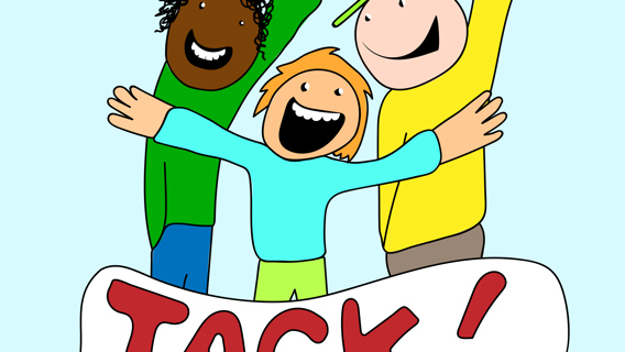 Illustration med tack-text