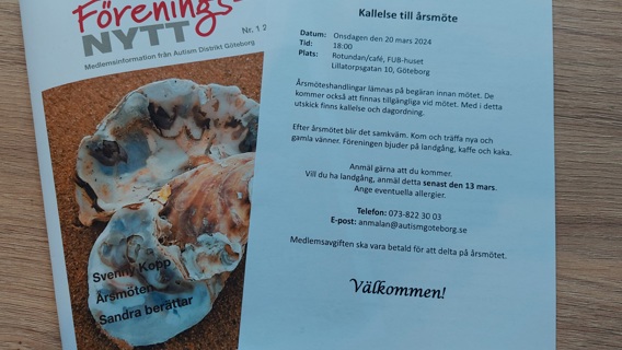 Tidning med snäcka på och årsmöteskallelse